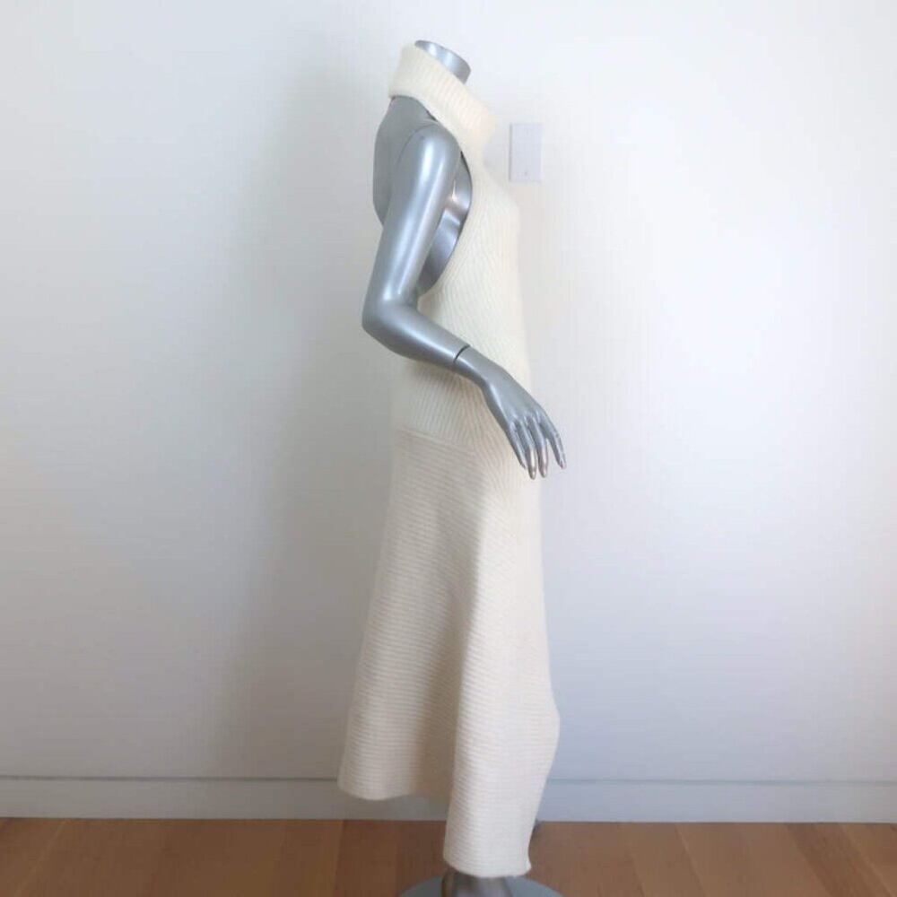 Cult Gaia Akiko Halter Midi Dress Cream Ribbed Knit Size Small NEW - Picture 4 of 8